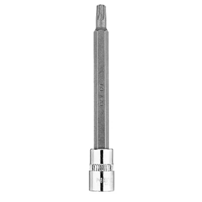 Abbildung von NEO TOOLS TORX Einsatz mit Aufnahme Bit auf 1/4&quot; Nuss, Steckdose, Sockel, lang, 87 mm, Chrom Vanadium Stahl, erhältlich in vielen Varianten, Sternspitze, hohe Qualität (TX27)