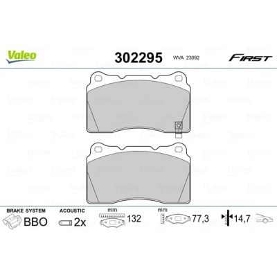 Abbildung von VALEO 302295 Bremsbelagsatz Vorderachse inkl. Verschleißwarnkontakt mit Anti Quietsch Blech SUBARU: Impreza III Schrägheck, II Limousine