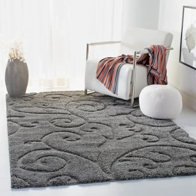 Abbildung von SAFAVIEH Zottelig Teppich für Wohnzimmer, Esszimmer, Schlafzimmer Florida Shag Collection, Hoher Flor, Grau, 122 X 183 cm