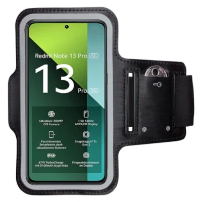 Abbildung von CoverKingz Sportarmband für Xiaomi Redmi Note 13 Pro Armtasche mit Schlüsselfach Oberarm Halterung Sport Laufarmband Handy Armband Schwarz