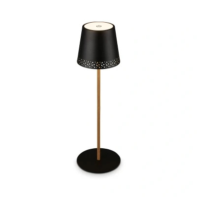 Abbildung von BRILONER LED Akku Tischleuchte 2 in 1, Stufenweise Dimmbar, Touch, Mobiles Licht, Tischlampe Aussen, kabellos, Schwarz Holzoptik