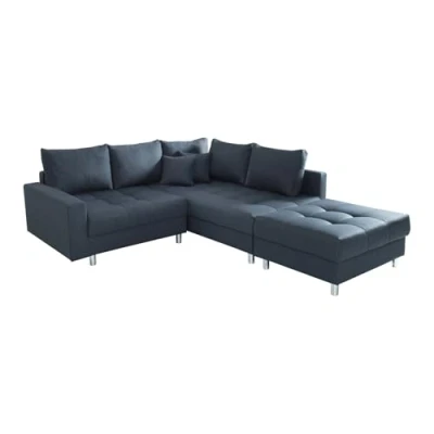 Abbildung von riess ambiente Ecksofa KENT 220cm anthrazit, Set 2 Teile, Wohnzimmer · Couch Stoff Bezug Federkern inkl. Hocker Design