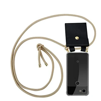 Abbildung von Cadorabo Handykette kompatibel mit Google Pixel 3A Schutzhülle TPU Silikon Case Necklace Design Slim Kratzfest Kordel Band Etui Rundumschutz Hülle für in Braun