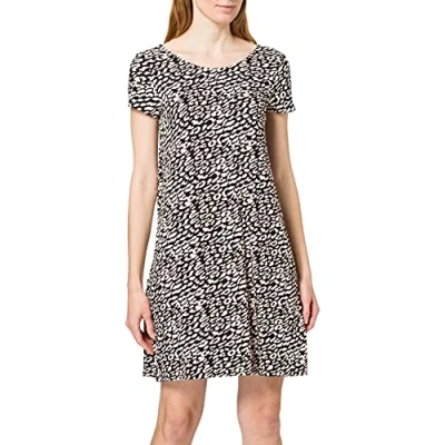 Abbildung von ONLY Damen Onlbera Back Lace Up S/S Dress Jrs Noos, Black/Aop:eggnog/ Black Leo, XXS