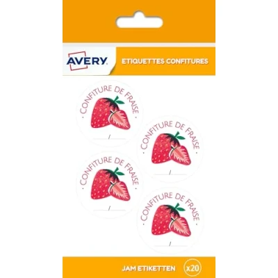 Abbildung von Avery Beutel mit 20 Etiketten für Konfitures de Erdbeere