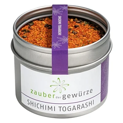 Abbildung von Zauber der Gewürze Shichimi Togarashi Nanami Togarashi, japanische leicht scharfe Gewürzmischung aus sieben Gewürzen für Miso Suppe, Udon Nudeln, Yakitori Spieße, Sushi oder Reisgerichte, 50 g