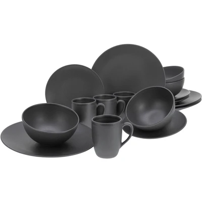 Abbildung von CreaTable Kombiservice &quot;Geschirr Set Soft Touch Black&quot;, (Set, 16 tlg., Kaffeeservice und Tafelservice im Set, für 4 Personen), Service, schwarz, seidenmatte Glasur, Teile, Personen
