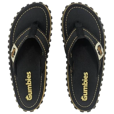 Abbildung von Gumbies Classic Flip Flops aus recycelten Materialien robuste Sohle wiederverwerteten Autoreifen, ergonomisches Fußbett Black, 38