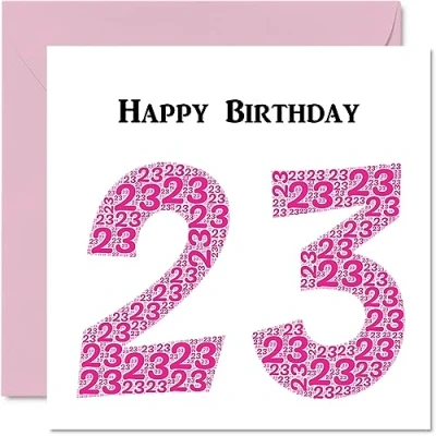 Abbildung von lustige Geburtstagskarte zum 23. Geburtstag für Frau Shapecloud Happy Birthday Karte Sohn, Tochter, Bruder, Schwester, Enkel, Enkelin, Nichte, Neffe, Onkel, 145 mm x Grußkarten,