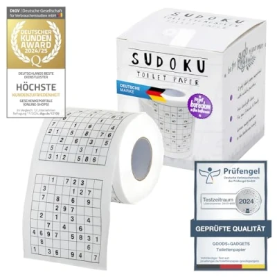 Abbildung von Goods+Gadgets Papierdekoration Sudoku Klopapier, Sudoko Rätsel Fun Toilettenpapier