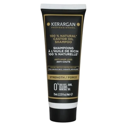 Abbildung von Kerargan Anti Haarausfall Shampoo mit Rizinusöl Kräftigt &amp; Fördert das Wachstum Für Trockenes und Brüchiges Haar Angereichert Keratin, Arganöl Ohne Sulfate, GMO, Silikone 75ml