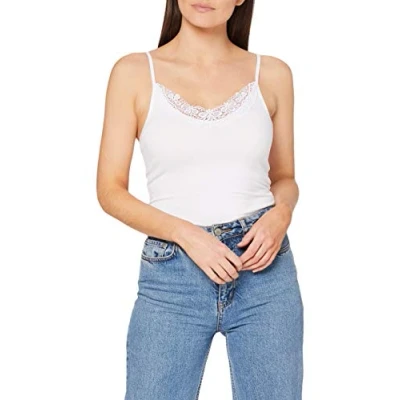 Abbildung von VERO MODA Damen VMINGE LACE Singlet NOOS Spitzentop, Bright White, S