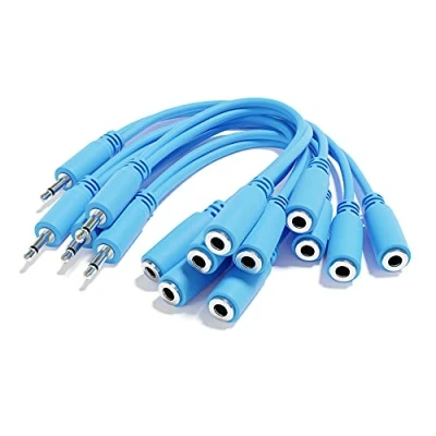 Abbildung von ExcelValley 5 Pack Mono Splitter Y Patchkabel TS 3,5mm 1/8&quot; Eurorack Synth Synthesizer [Blau]