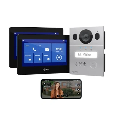 Abbildung von Goliath Intercom Video Türsprechanlage Basic Line Silber/Schwarz Full HD Set für 1 Familienhaus (2 tlg)