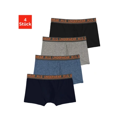 Abbildung von H.I.S Boxer Boxershorts für Jungen (Packung, 4 St) mit meliertem Logo Webbund