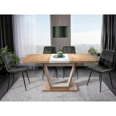 Abbildung von Design Esstisch GS 777 Eiche Artisan Weiß matt ausziehbar 120 160cm
