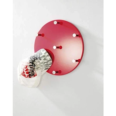 Abbildung von HAKU Möbel Wandgarderobe Chrom, rot, MDF, Metall Maße: T 5 cm x Ø 35 cm, Style: Modern