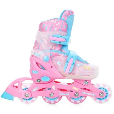 Abbildung von Verstellbare Rollschuhe LED Räder Caramell Pink/Blue
