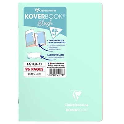 Abbildung von Clairefontaine 961773C Heft Koverbook Blush, DIN A5, 14,8 x 21cm, 48 Blatt, liniert, Umschlag blickdicht, 1 Stück, Minzgrün / Rosa Perlmutt