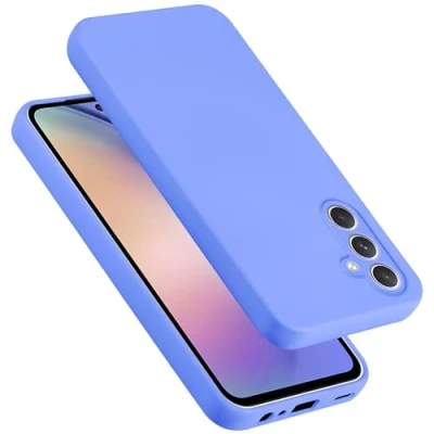 Abbildung von Cadorabo Hülle kompatibel mit Samsung Galaxy A54 5G Silikon Handyhülle für Case aus flüssigem stoßfeste dünne TPU Schutzhülle Liquid HELL LILA