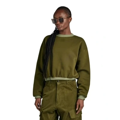 Abbildung von G Star RAW Damen Badge Logo Oversized Sweatshirt, Grün (Dark Olive D24218 C235 C744), XXS