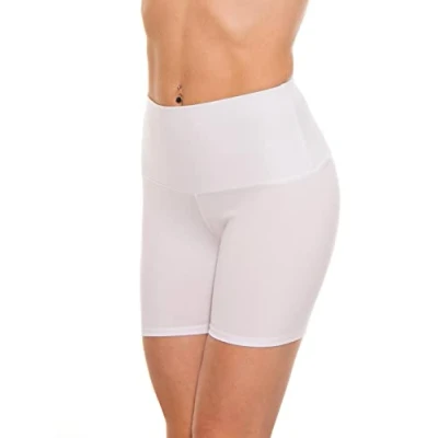 Abbildung von Alkato Damen Sport Shorts mit Hohem Bund Hotpants Radlerhose Long Shorts, Farbe: Longs Weiß, Größe: 40