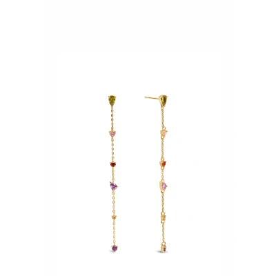 Abbildung von SINGULARU Drop Glam Ohrringe. Messing mit 18 Kt Vergoldeter Beschichtung und Zirkonia. Schmuck für Damen.