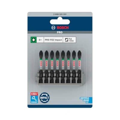 Abbildung von Bosch 8x PRO Pozidriv Impact Bit (170 x 120 mm, Professional Zubehör Schraubendreher, Schraubendreher)