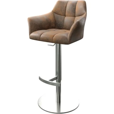 Abbildung von DELIFE Barhocker Yulo Flex, Drehfuß höhenverstellbar Edelstahl Vintage Braun