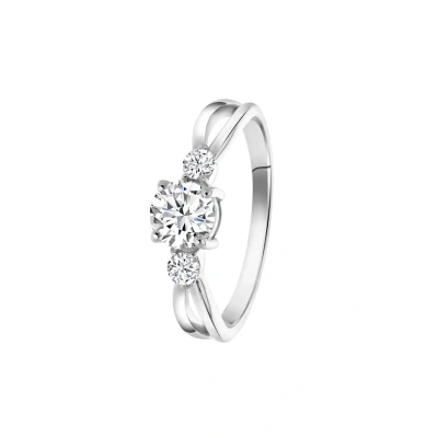 Abbildung von Lucardi 3 Zirconia Stones Ring silvercoloured, Damen, Größe: 49, Silver coloured