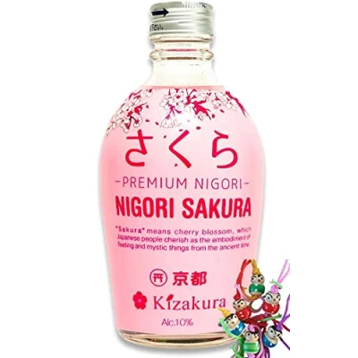 Abbildung von yoaxia ® [ 300ml ] Sake Nigori Sakura (Kirschblüten) / ungefilterter aus Japan, alc. 10% vol + ein kleiner Glücksanhänger gratis