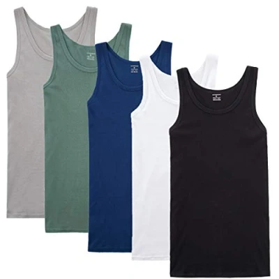 Abbildung von NUOZA Unterhemd Herren Tank Top 5er Pack Feinripp Muskelshirts Baumwolle alle Größen und Farben Mix,L