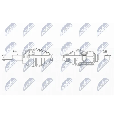 Abbildung von NTY NPW CH 032 Antriebswelle Vorderachse, Vorderachse links Tripodegelenk, Kugelgleichlaufgelenk JEEP: GRAND CHEROKEE 4