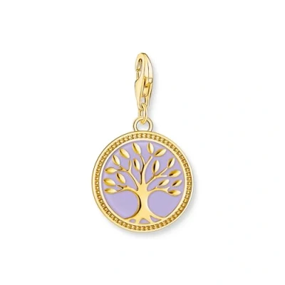 Abbildung von THOMAS SABO Damen Charm Anhänger Lebensbaum mit violetter Kaltemaille vergoldet 925 Sterlingsilber, 750 Gelbgold Vergoldung, Kaltemail 2035 427 13