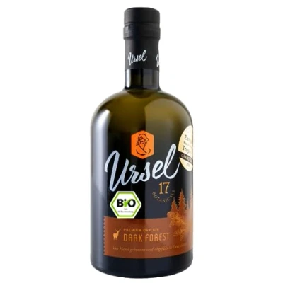 Abbildung von Premium DRY Gin BIO (Zitrusfrüchte/Ebereschenbeeren/Zirbenzapfen) charakteristisch mit jungen Fichtentrieben aus dem Taunus Deutschland (DARK FOREST, 500ml)