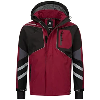 Abbildung von Rock Creek Herren Softshell Jacke Outdoor Windbreaker Übergangsjacke Anorak Kapuze Regenjacke Winterjacke Herrenjacke Jacket H 287 Weinrot M