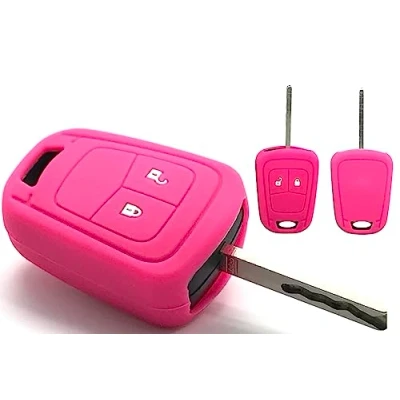 Abbildung von Nordecco Silikon Schutzhülle Schlüsselhülle Kompatibel mit Opel Corsa E Astra J Insignia Adam Meriva Zafira 2 oder 3 Tasten (Hot Pink)