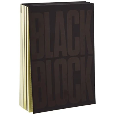 Abbildung von Exacompta 5700E Packung mit 5 Notizblöcken 29,7 x 21 cm Vertikalformat 70 Blatt gelbem, entspiegeltem Papier Kleine Karos 80 g/m² Schwarz