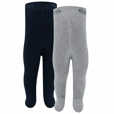 Abbildung von EWERS 2er Pack THERMO Babystrumpfhose/Kinderstrumpfhose Uni, 2 Strumpfhosen aus Baumwolle mit Innenplüsch und Komfortbündchen, Grau/Marineblau, Größe 56