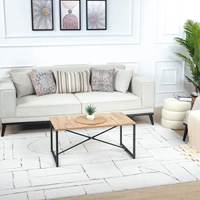 Abbildung von Surya Rundvik Wohnzimmer Teppich modern Abstrakt Design in Marmor Optik für 200x275 cm, Esszimmer, Schlafzimmer groß, weicher Kurzflor Orange Braun und Creme