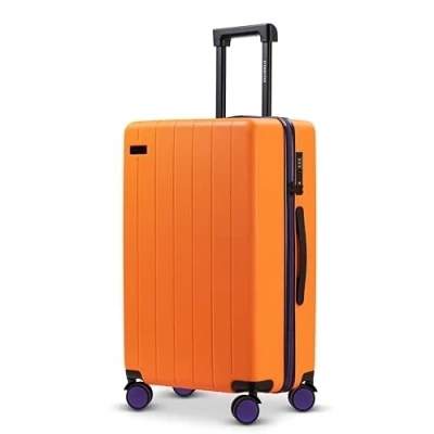 Abbildung von ETERNITIVE Koffer Mittelgroß I Reisekoffer aus ABS Größe: 65,5 x 43,5 26,5 cmI Rollkoffer 60L Reisetrolley Leicht mit 4 Doppelrollen 360 Hartschalenkoffer TSA Schloss Orange