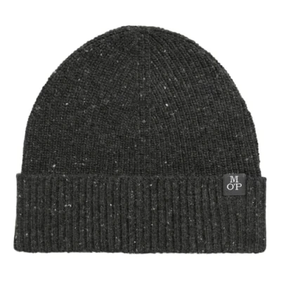 Abbildung von Marc OߴPolo Herren Strickmütze aus Woll Mix Beanie, Grau (Dark Grey Melange), One Size