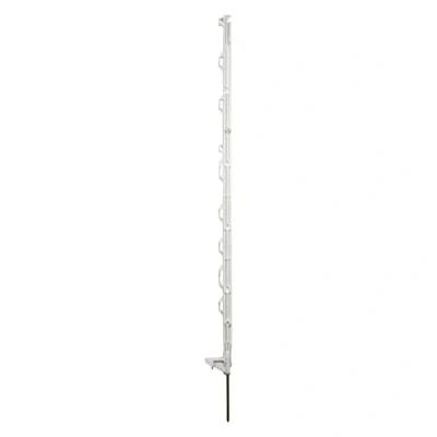 Abbildung von horizont Weidezaunpfähle Kunststoff 5 Stück weiß, Höhe 108cm, Einzeltritt, Kunststoffpfahl mit Ösen für Bänder, Seile, Litzen, Weidezaunpfahl Weidezaun