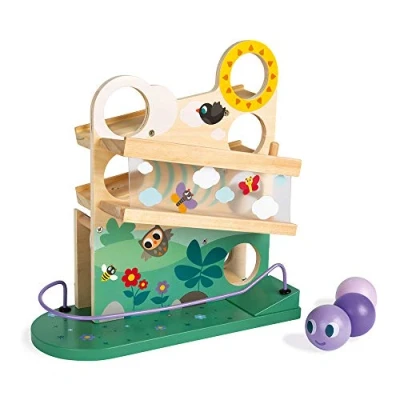 Abbildung von Janod Wooden Caterpillar Ball Track Toddler Manipulation and Dexterity Toy For children from the Age of 1, 08055, Multicolored