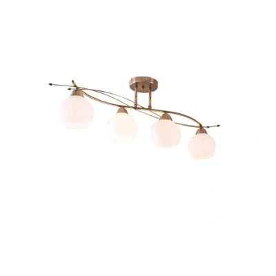 Abbildung von Lindby Deckenleuchte Leanda, dimmbar, Leuchtmittel nicht inklusive, Modern, Glas, Metall, weiß, altmessing, 4 flammig, E14,
