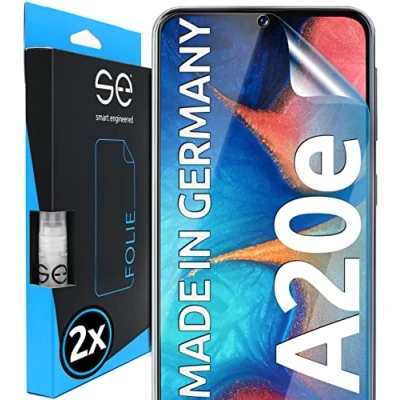 Abbildung von s.e Schutzfolie für Samsung Galaxy A20e, 2 Stück, Full Screen, Positionierhilfe, A20e Schutzfolie, transparente Displayfolie, funktionierende Alternative zu Schutzglas, Schutzglasfolie