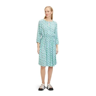 Abbildung von Cartoon Casual MIT Muster Freizeitkleid, Damen, Größe: 44, White green