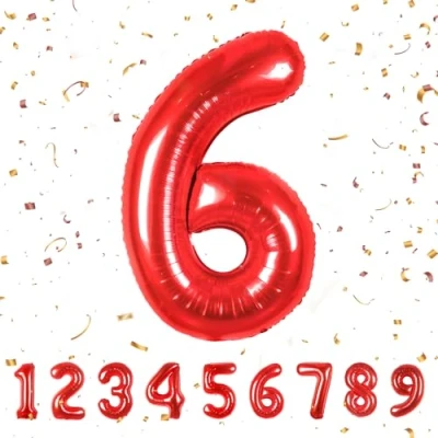 Abbildung von Geburtstag zahlen luftballon 6 jahre Folienballon Kindergeburtstag Deko XXL Rot Riesen in 40&quot; 101cm Geburtstagsdeko Ballon Zahl zum fliegt mit Helium Red6