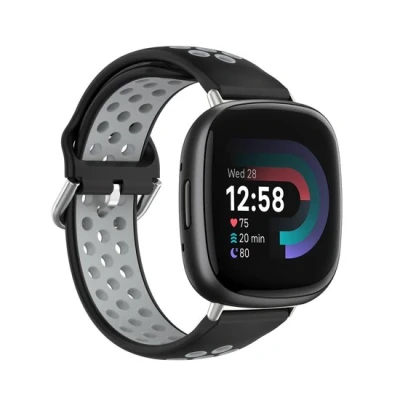 Abbildung von Fitbit Versa 3 &amp; 4 / Sense 1 2 Sport Edition Groß Schwarz + Grau