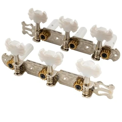 Abbildung von Musiclily Pro 3 auf einer Platte Lyra Style Mechaniken Set für Konzertgitarre,Nickel Schmetterlingsknopf